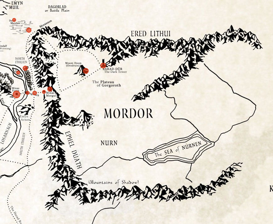 mordor as depicted on interactive map