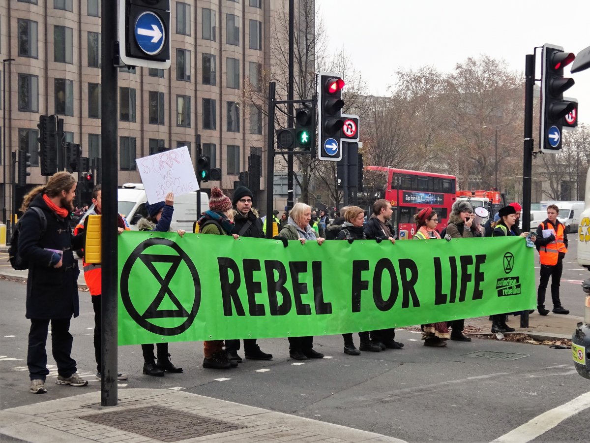 Extinction Rebellion activist on November 2018 in Tower Hill, London. (David Holt/Wikimedia Commons)