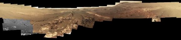 Opportunity's final panorama image of Mars: the Endeavour Crater. (NASA/JPL-Caltech/Cornell/ASU)