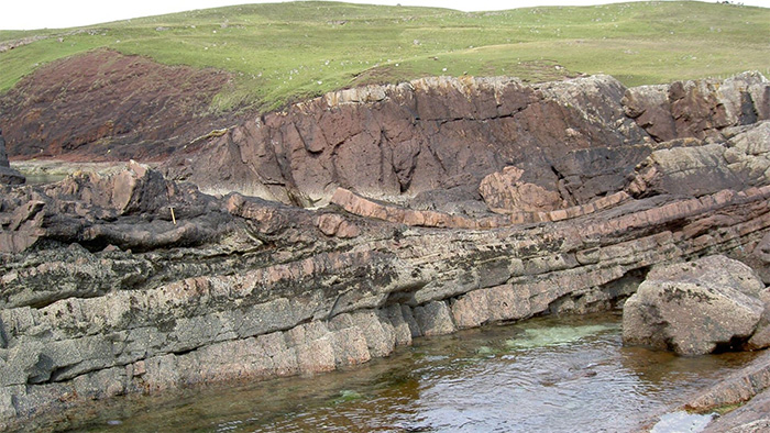 sediment showing the impact of the asteroid