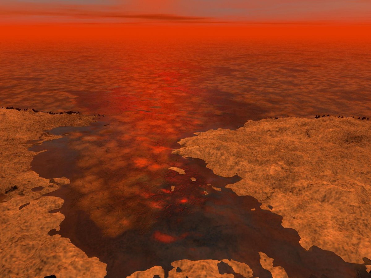 What hydrocarbon ice forming on a hydrocarbon sea might look like on Titan. (NASA/JPL-Caltech/USGS)