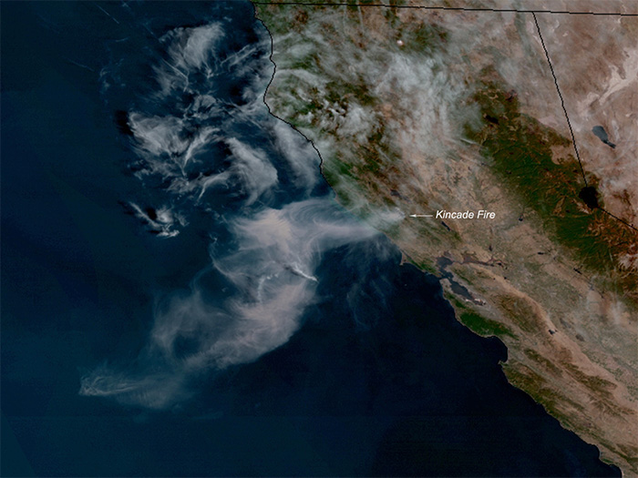 The GOES West satellite spotted the Kincade Fire on 24 October 2019.
