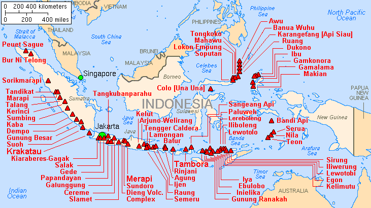Mapa de volcanes de indonesia