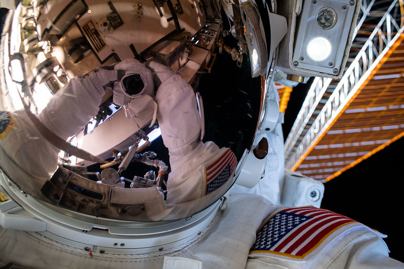 Astronaut spacewalk selfie, 26 June 2020. (NASA)