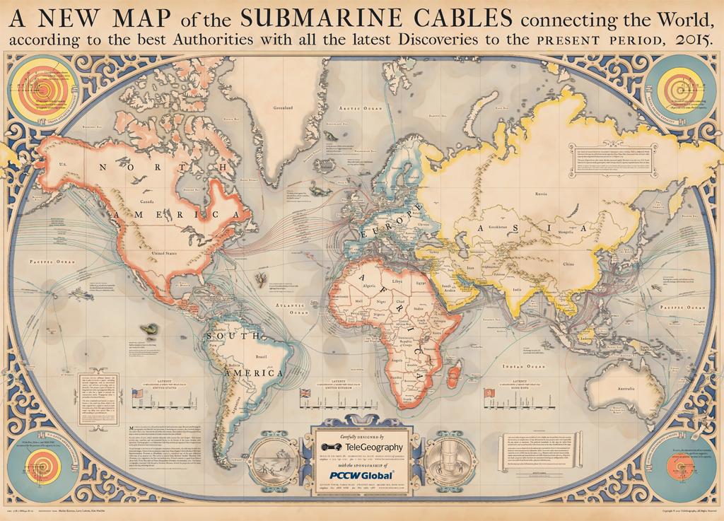 The Internet's underwater cables  (Credit: TeleGeography)