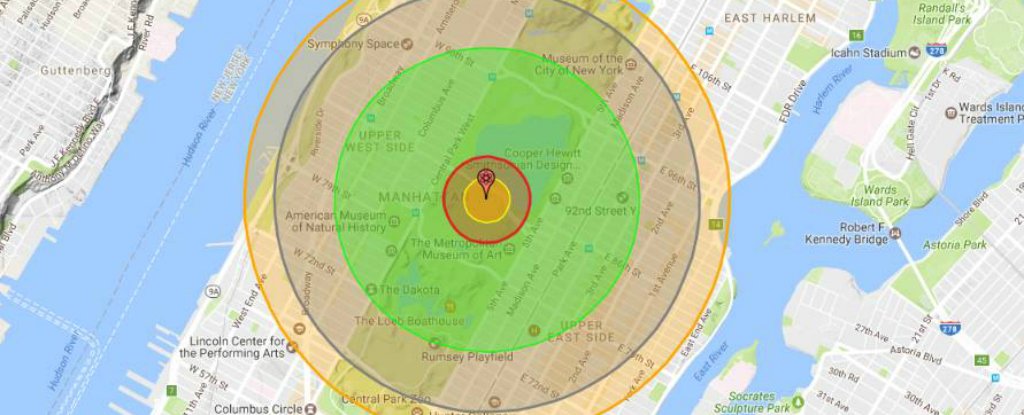 Modern Nuclear Bomb Blast Radius