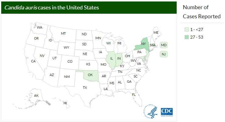 c auris cdc map