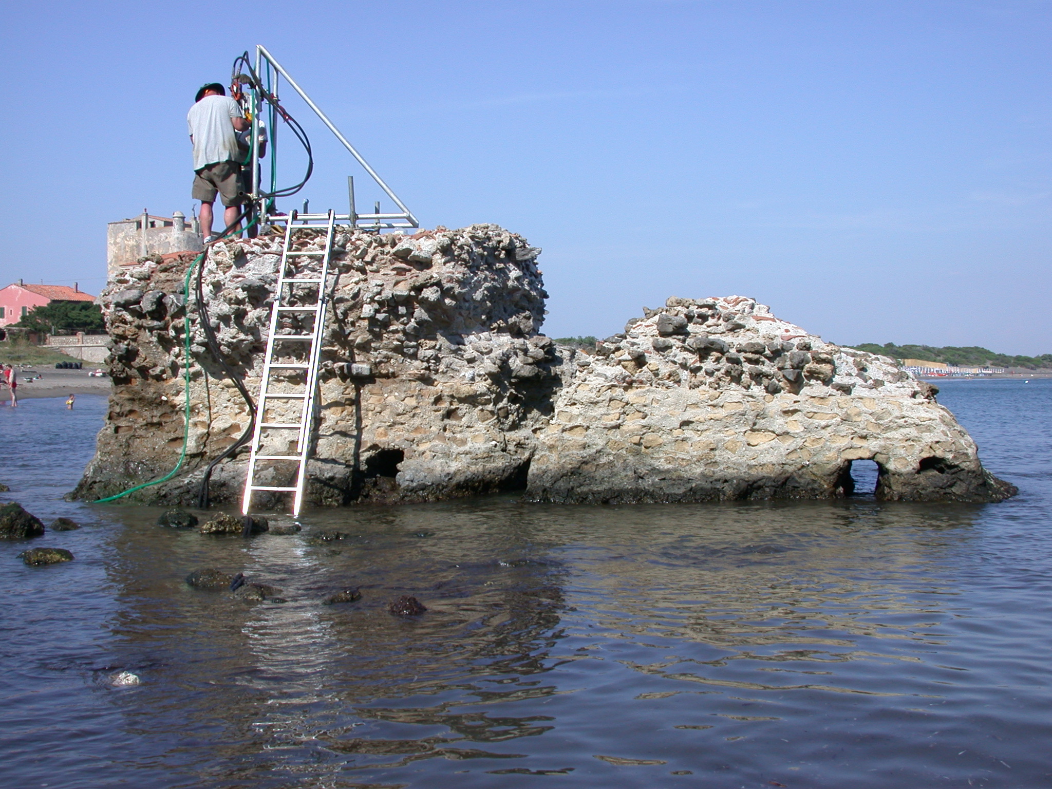 Drilling for Roman concrete samples