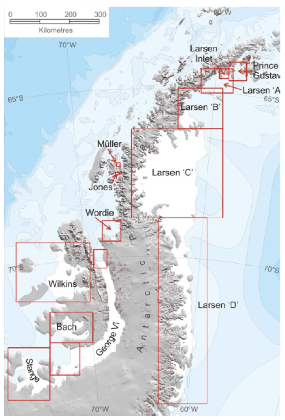 ice shelves of antarctic peninsula