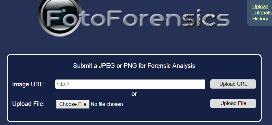 foto forensics upload window
