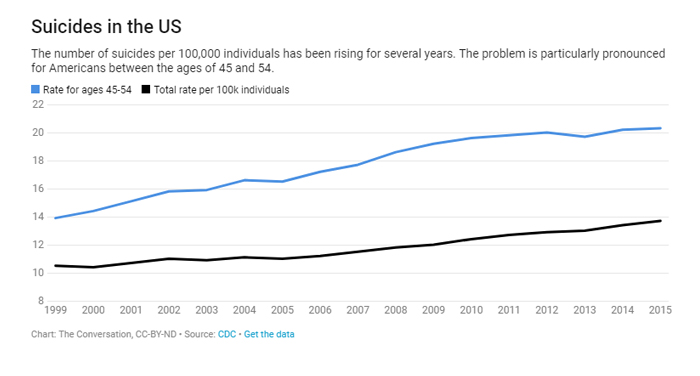 CDC suicides in the US 