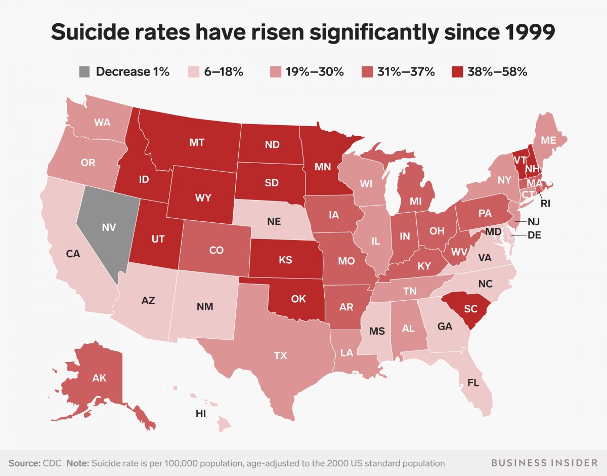 Suicide Rates in The US Are Increasing at a Staggering Rate, And No