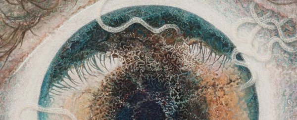 An artist had a parasitic worm living in his eye, and created this deeply disturbing painting about the experience
