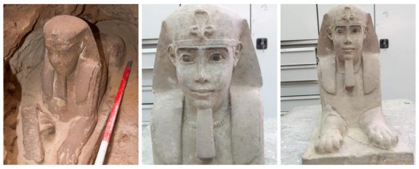 A remarkably preserved sandstone sphinx was just discovered in Egypt