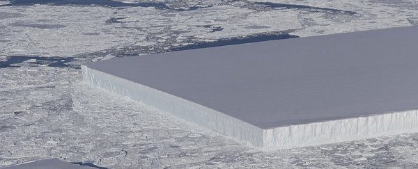 What the heck is the deal with this perfect rectangular Antarctic iceberg?