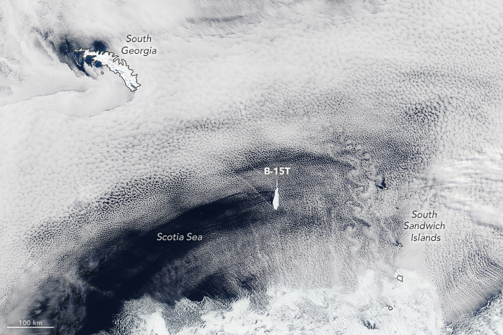 B15-T captured by the MODIS instrument on NASA's Terra satellite. (Lauren Dauphin and Jeff Schmaltz, NASA EOSDIS/LANCE and GIBS/Worldview)