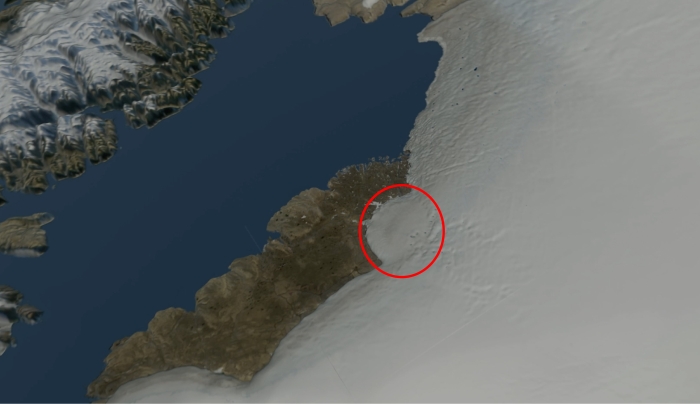 hiawatha impact crater aerial map