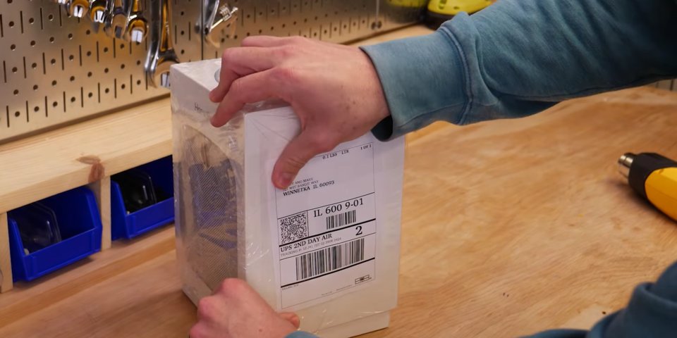 mark rober shipping label glitter bomb