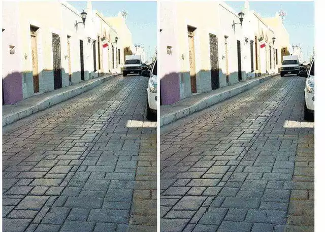 Two images of a street side by side