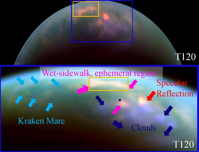 cassini titan reflective region rain