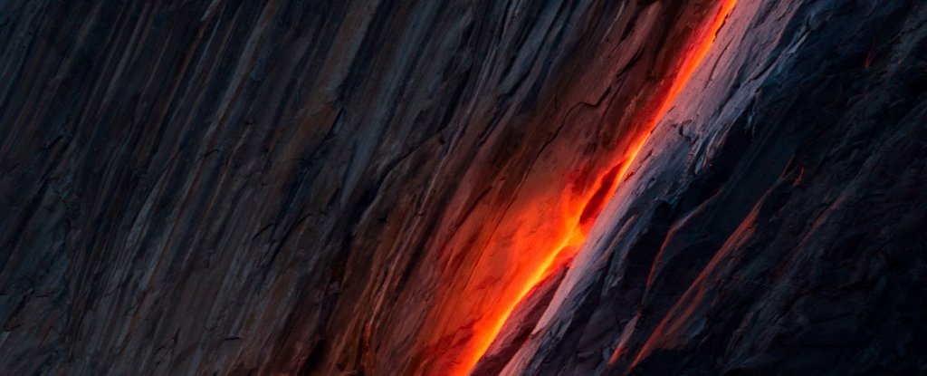 This waterfall sometimes glows like lava and it looks absolutely incredible