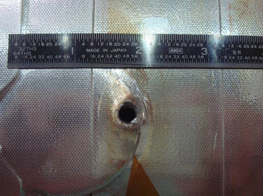 Space-debris hit the space shuttle Endeavour's radiator. (NASA)