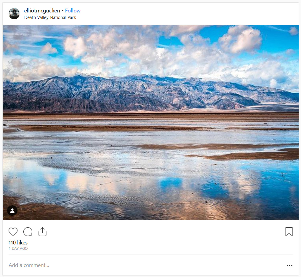 incastonare instagram di Death Valley Lake