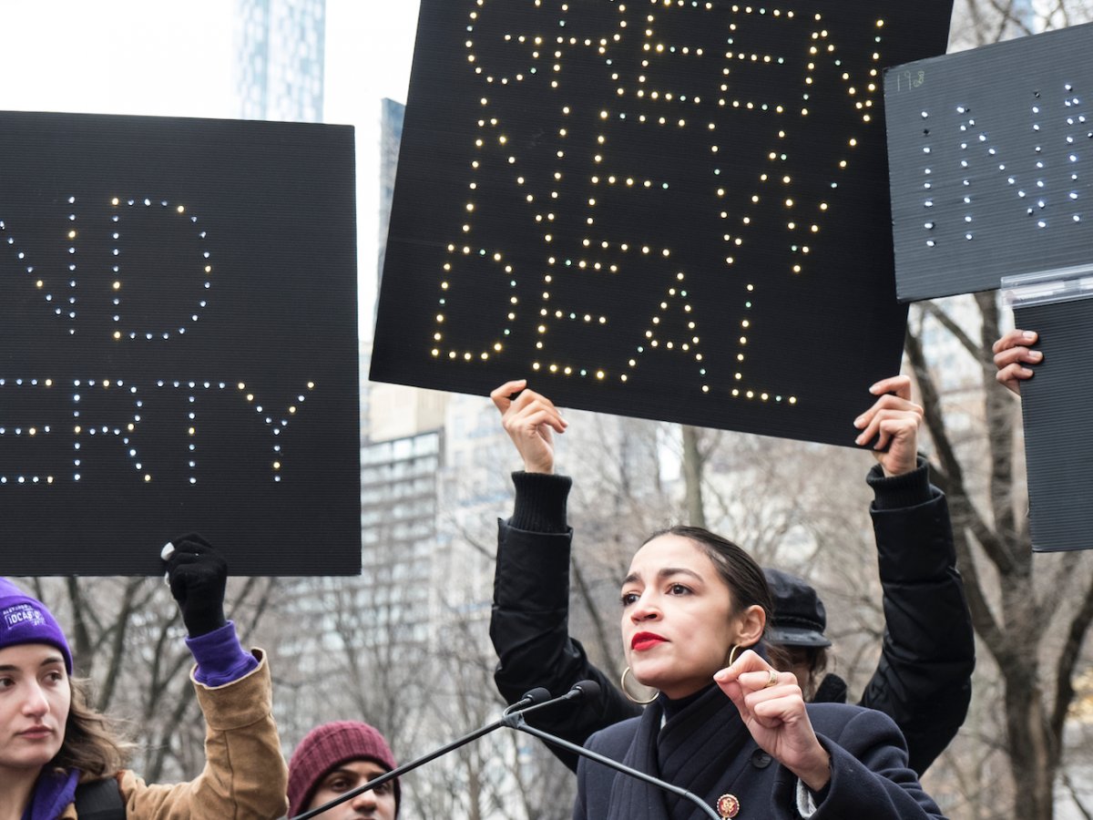 Alexandria Ocasio-Cortez at the NYC Women's March, January 21, 2019 (Ira L. Black/Corbis/Getty)