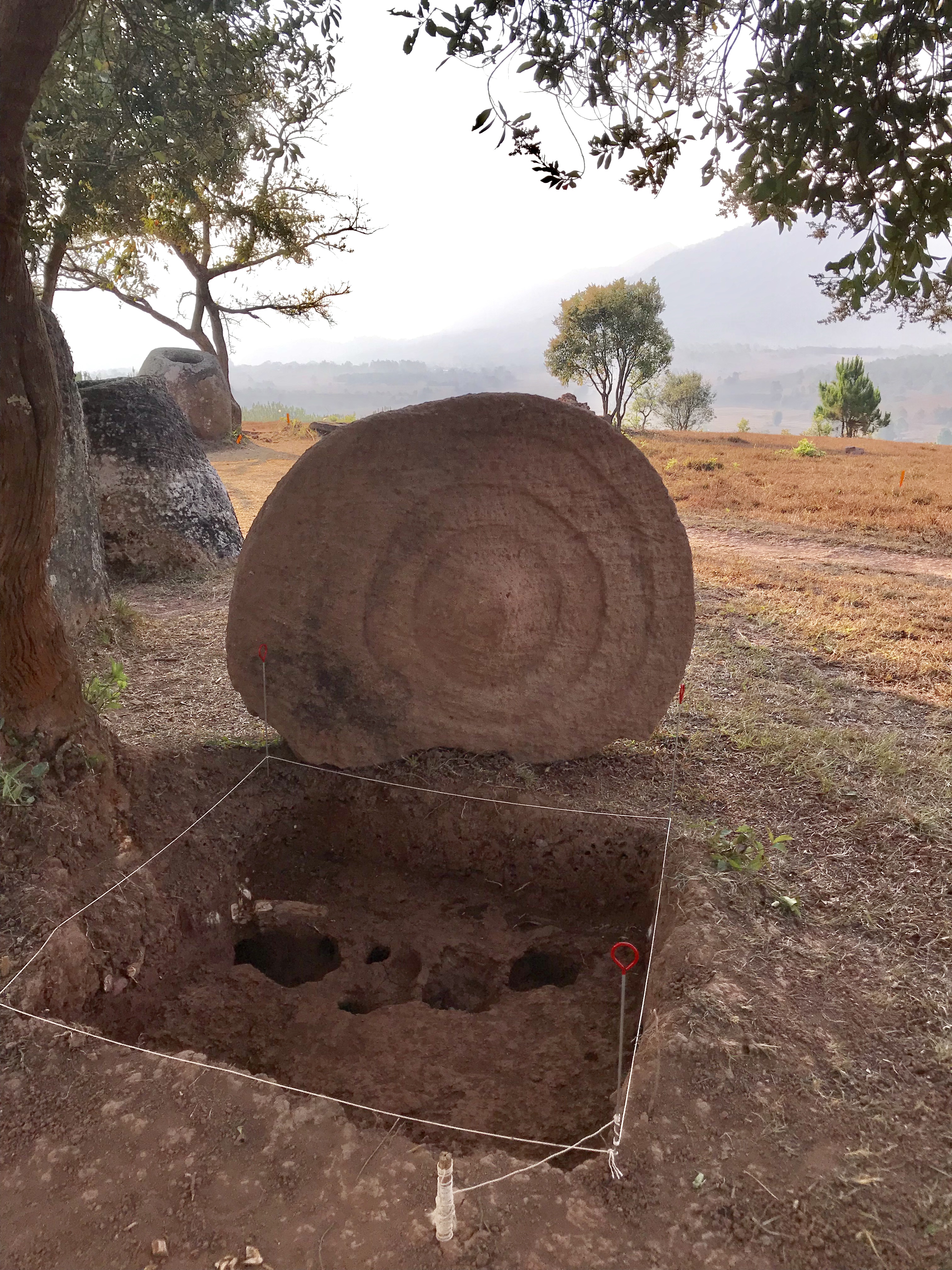 disc decorated with concentric rings at Site 2 decoration was facing downward