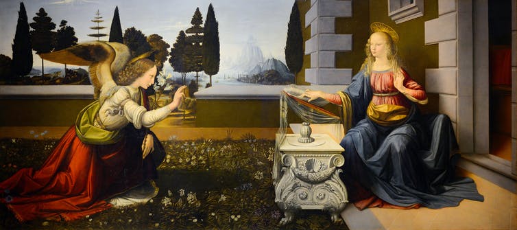 Leonardo da Vinci's The Annunciation (1472). (Galleria degli Uffizi)