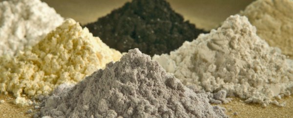 piles of different coloured powder