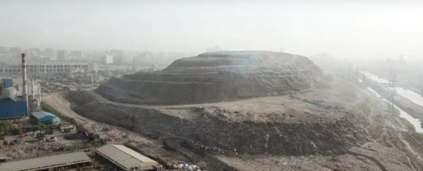 India's 'Mount Everest' of trash is growing so fast, it needs aircraft warning lights