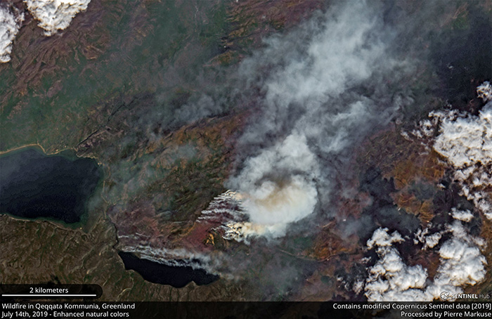 Wildfire in the Qeqqata Kommunia, Greenland - July 14th, 2019