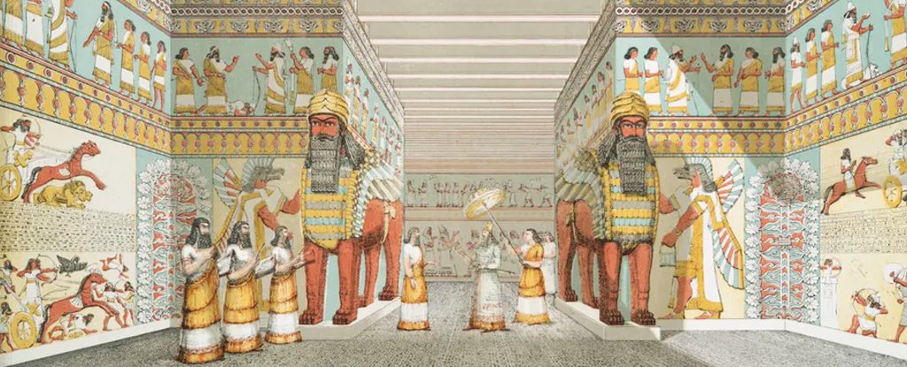 1849 illustration of Assyrian palace based on excavations. 