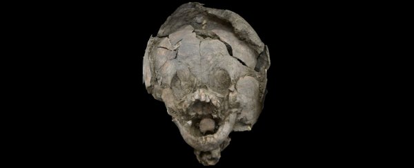 2,100 years ago, two dead babies were buried wearing the skulls of dead children