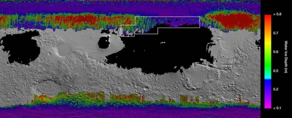 NASA identifies regions of Mars with water ice just below the surface