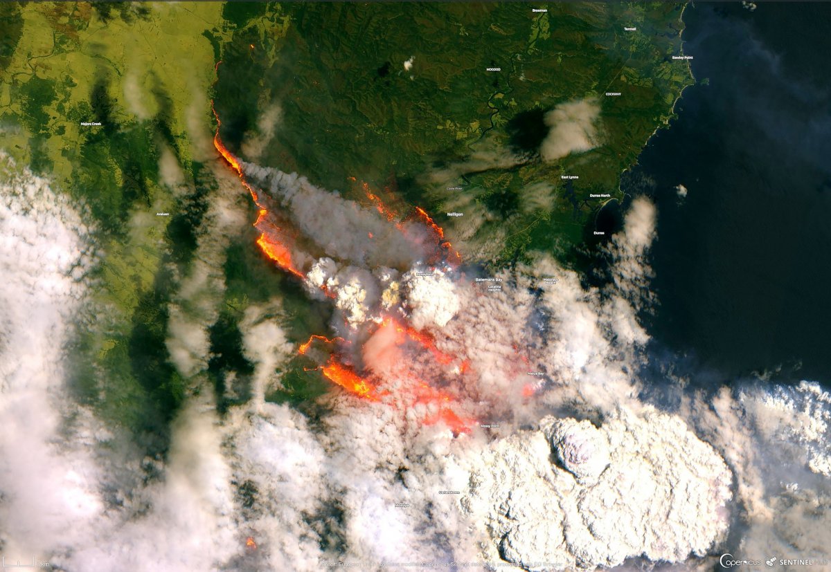 Copernicus EMS; Sentinel 2/ESA A view of a bushfire