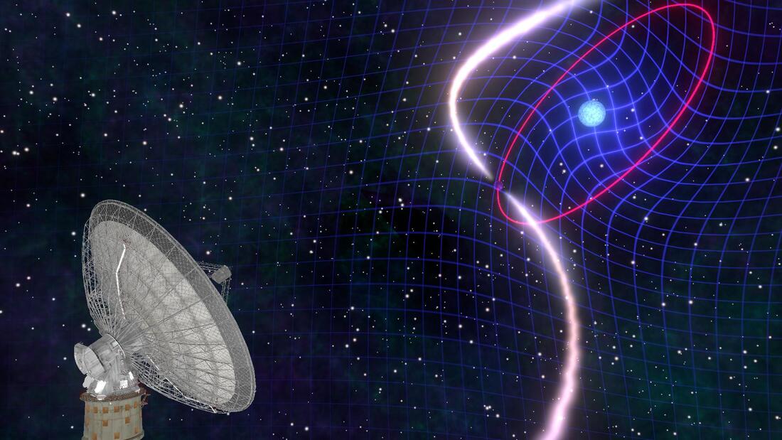 An illustration of frame dragging. (Mark Myers/OzGrav ARC Centre of Excellence)