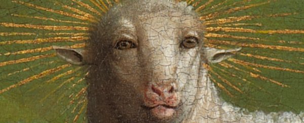 Experts restore world's oldest oil painting only to reveal a disfigured Jesus lamb