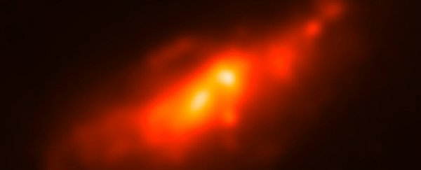An extremely rare 'double nucleus' has been imaged in a nearby galaxy