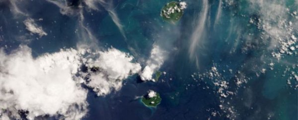 Satellites capture powerful images of Indonesia's Anak Krakatau erupting this week