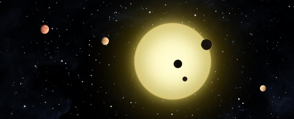 Artist's impression of six planets orbiting Sun-like star Kepler-11. 