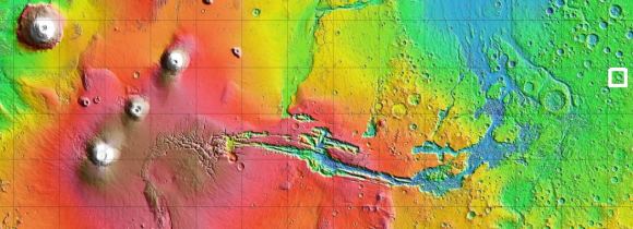 Mars with crater 