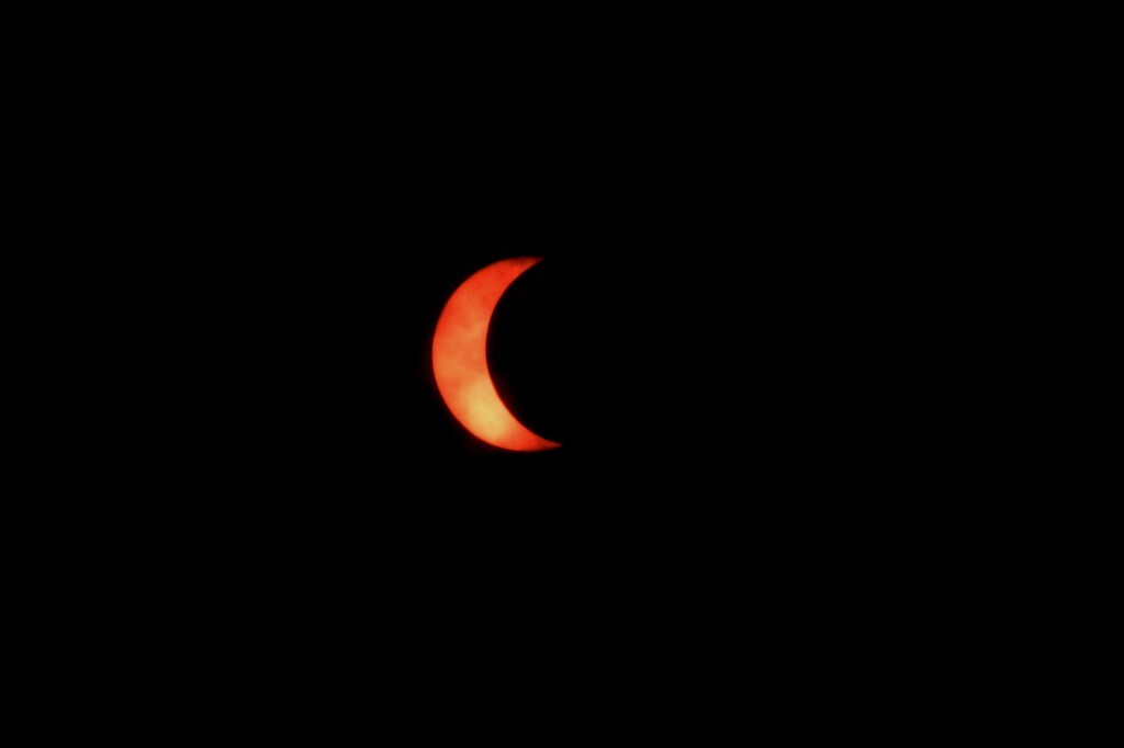 The moon moves in front of the sun during an annular solar eclipse as seen from Kolkata on June 21, 2020 (Debajyoti Chakraborty/NurPhoto)