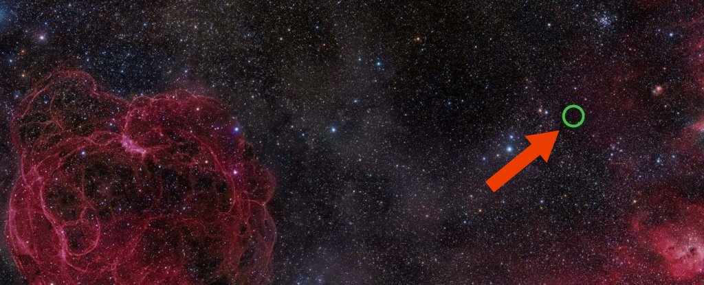 The green circle marks where FRB 121102 is coming from.