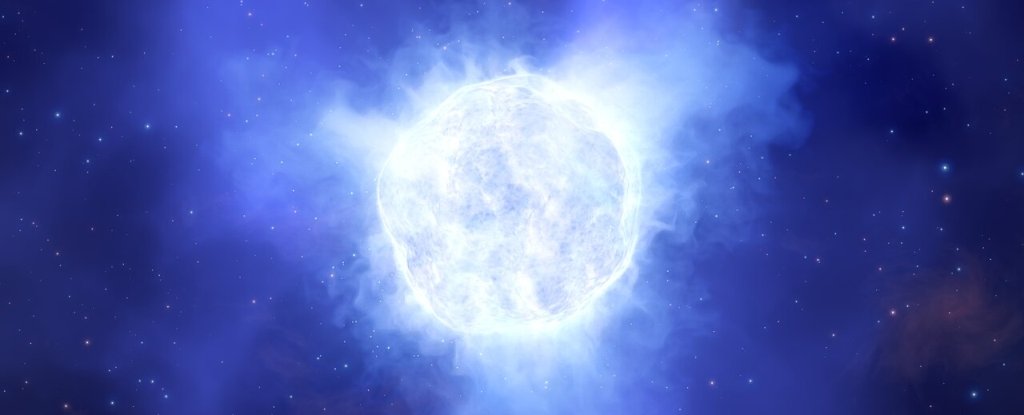 Artist's impression of a luminous blue variable star. 