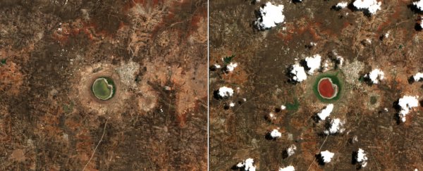 A meteorite crater lake in India just mysteriously changed colour overnight