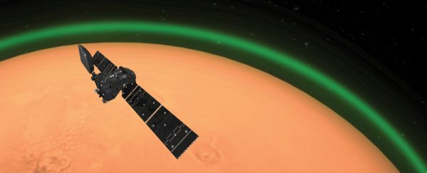 Astronomers detect a fascinating green glow in the atmosphere of Mars