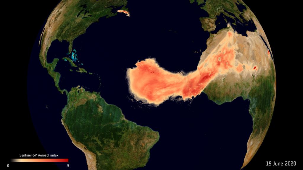 Satellites Capture a Massive Dust Storm in Namibia Streaming Over The Atlantic Ocean