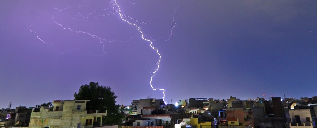 Lightning over the city of Jaipur in April. 
